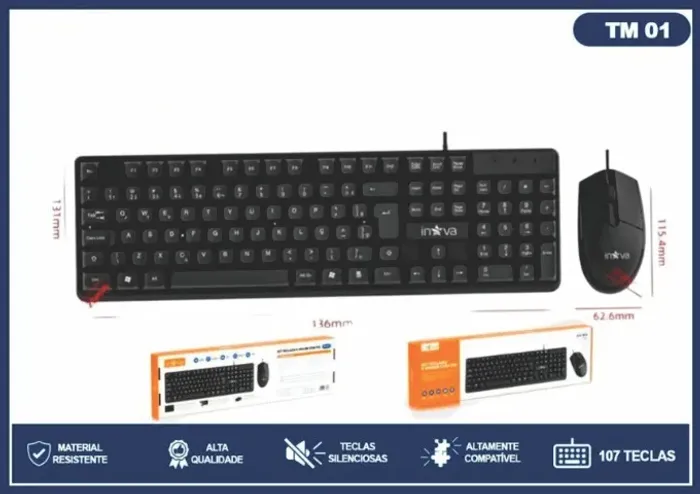 KIT TECLADO E MOUSE COM FIO