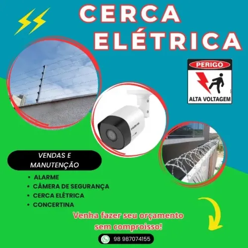 CERCA ELÉTRICA, CONCERTINA, CÂMERA, ALARME