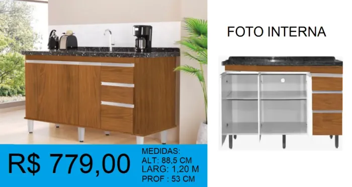 Balcão para pia de 1,20 reforçado - compre hoje e receba amanhã 