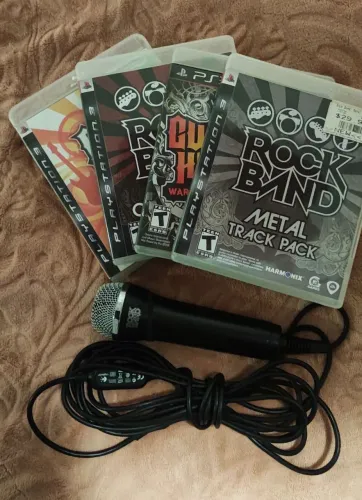 Guitar hero rock Band Black label e microfone ps3