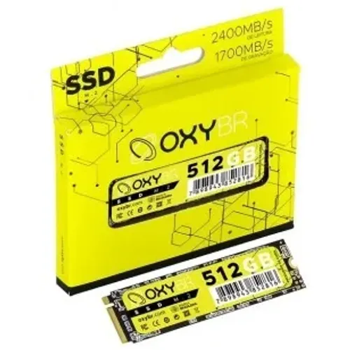 SSD M.2 PCIe NVMe 512GB OXY, M.2 2280, Gen3, LEITURA 2400 MB/S, GRAVAÇÃO 1700 MB/S - OXYBR