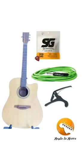 KIT- VIOLÃO BENSON + CORDAS SG + CABO MAC 3M + CAPÔTRASTE