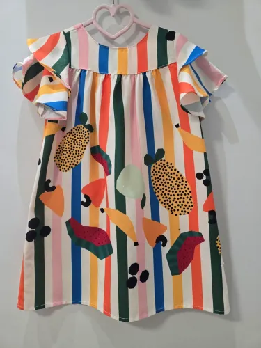 Vestido Infantil Estampado com Babados