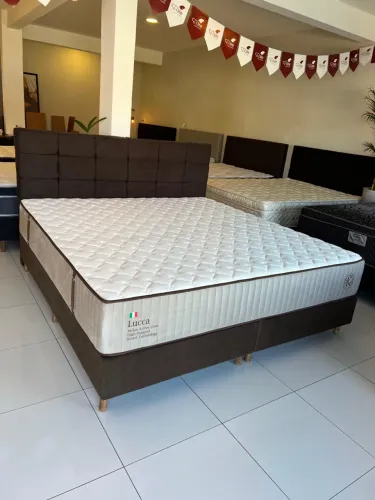Conjunto Super King - Base Box + Colchão LUCCA Seminovo +  Cabeceira Top - ENTREGAMOS 