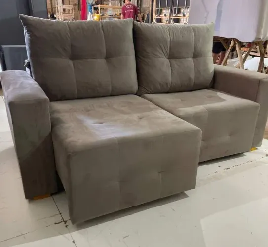Estofado Retratil Duda 180 2x90 Veludo Inca Capuccino 02 Diviminas SR