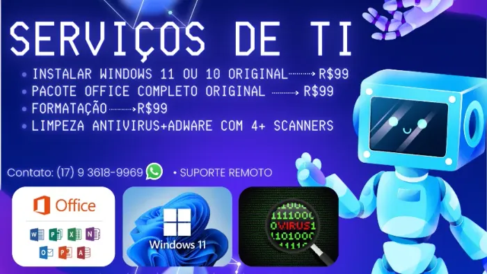 Formatação, Instalação Windows/Pacote Office Original, Limpeza de vírus