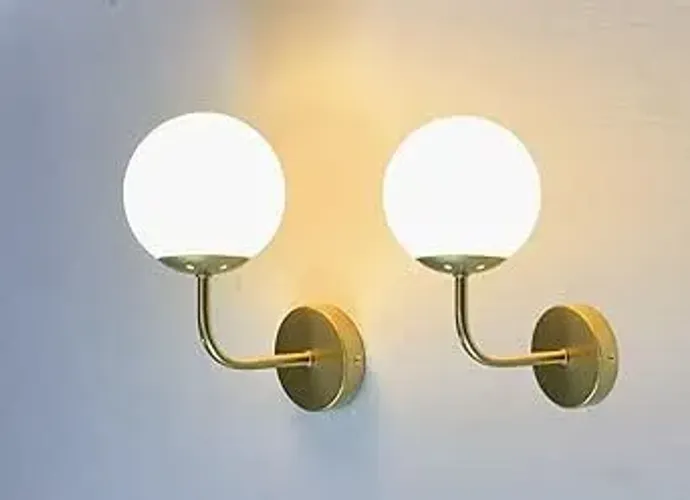 Kit 2 Peças Arandela de Parede Globo, Dourado, com Lâmpada G9 3000K 90V-260V Branco Quente