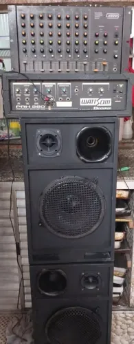 Conjunto de Som Completo - Mesa de Som, Amplificador e Caixa Acústica