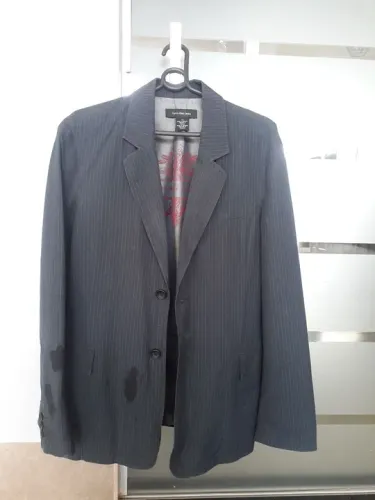 Casaco de Linho Listrado Risca de Giz Calvin Klein Jeans