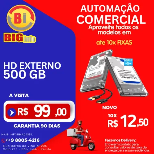 Hd Externo Portatil Slim 500gb + Cabo Usb Cor Preto