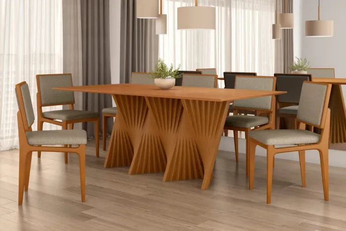 Conjunto Mesa Istambul C 6 Cadeiras Madeira Maciça (Nova Direto da Fábrica)