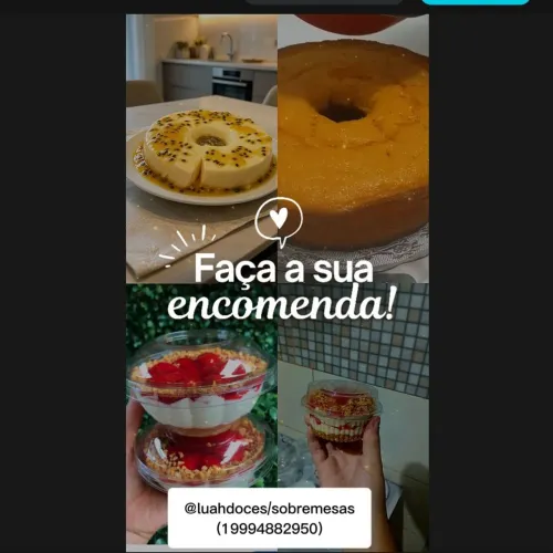 Sobremesas caseira e bolo caseiro