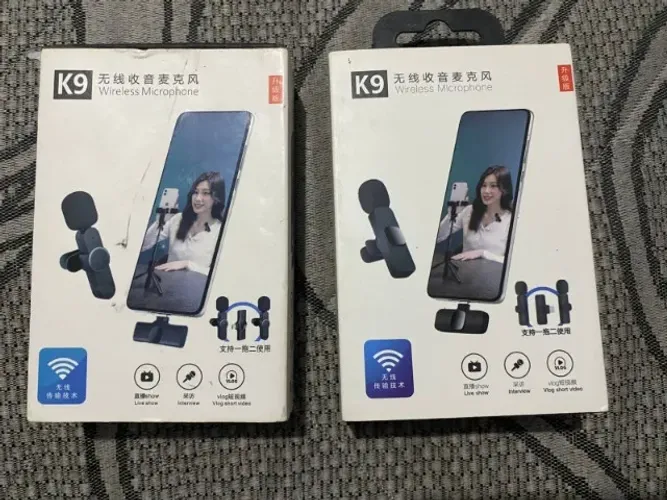 2 Microfones K9 Sem Fio para Celular - Type-C e Lightning