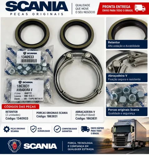 Abraçadeira V-Band Escapamento Scania 1863831 Inox 4.1/2