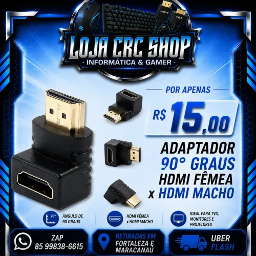 Adaptador L HDMI Fêmea x Macho 90°