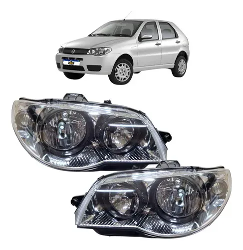 Par Farol Palio Siena 2004 A 2015 Cromado Canhão Preto Ambos Lados