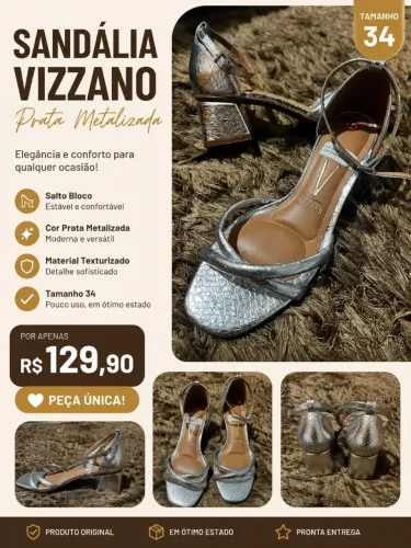 Sandália Vizzano Prata