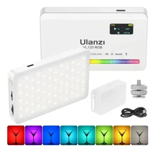 Lâmpada para gravação de vídeo e fotografia ulanzi vl120 rgb