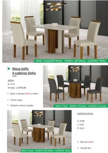 Mesa Sofia 4 cadeiras 