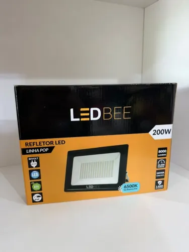 Refletor Led Smd Ip 66 6500k Branco Frio 200w Preto