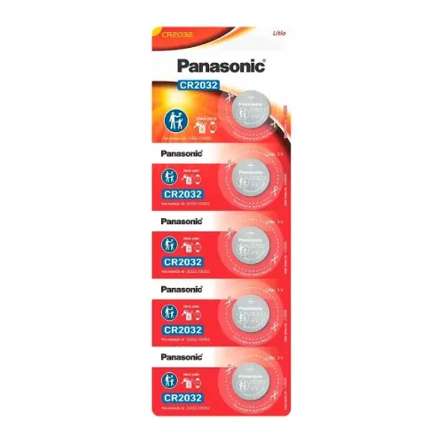 Cartela C/ 5 Pilhas Panasonic Lítio 3V CR-2032 - AC2926-C