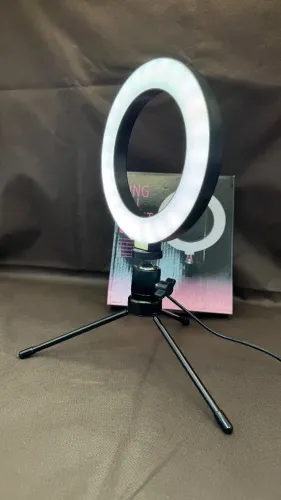 Led ring light 6? com tripé de mesa para fotos videos e maquiagem