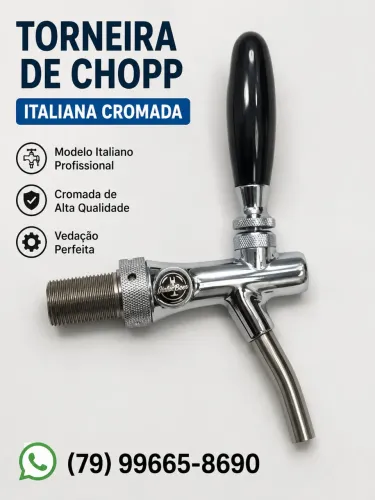 Torneira de Chopp Italiana Cromada