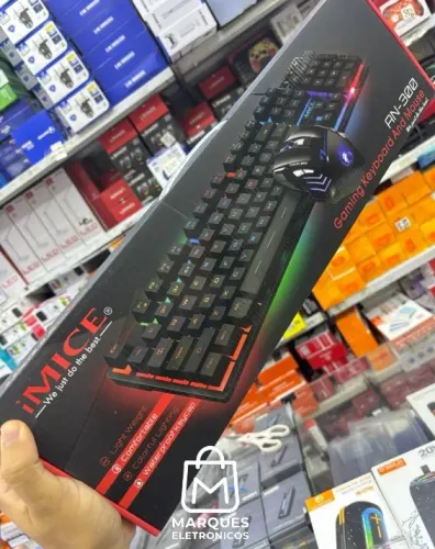 KIT TECLADO E MOUSE COM FIO RGB NOVO NA CAIXA