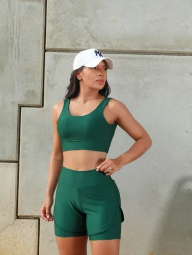 Conjunto short duplo academia fitnes