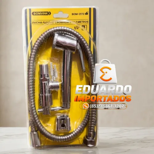 Ducha Higiênica Flexível Cromada de 1,2 Metros 1/2 Completo