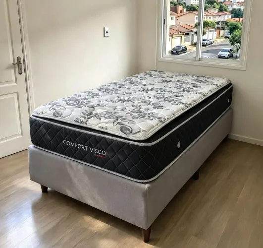 Cama Box solteiro com colchão.Entrego