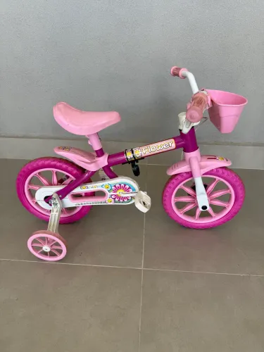 Bicicleta Rosa Nathor Flower Infantil Aro 12 Menina Cestinha