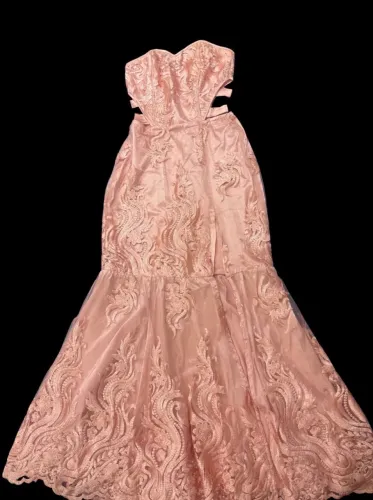 Vestido de festa sereia rosa 