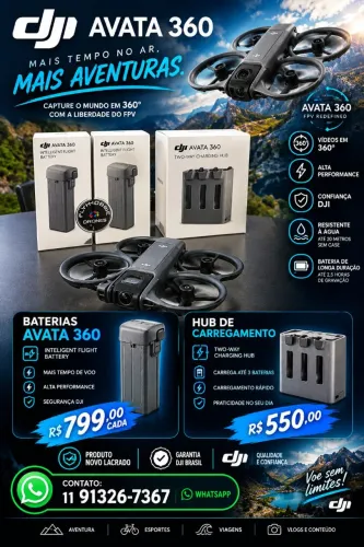 Baterias e hubs originais Dji AVATA 360 - FLYHOBBIE DRONES