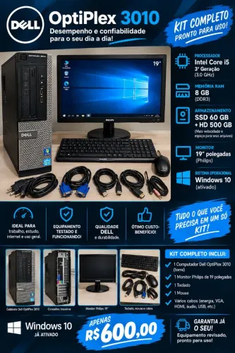 Kit completo Dell optplex 3010 com i5 e SSD.