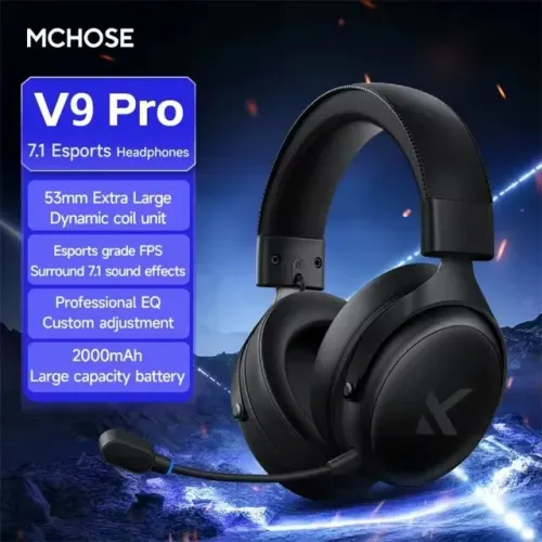 Headset Gamer Mchose V9 Pro Sem Fio Preto Com Microfone