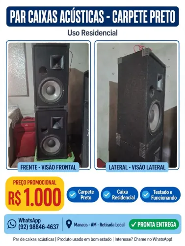 PAR CAIXAS ACÚSTICAS - Carpete Preto - Residencial - R$ 1.000