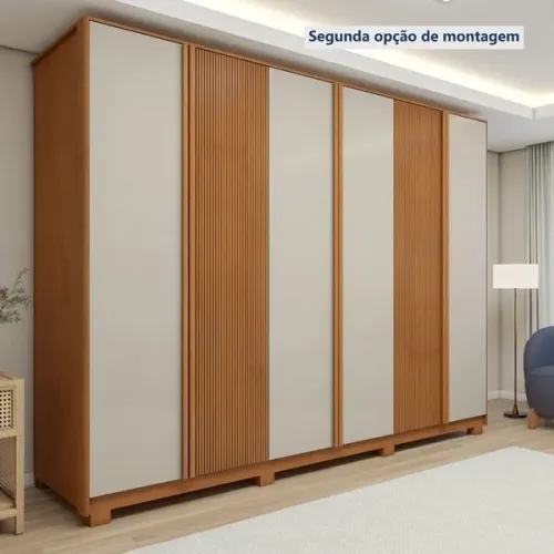 Guarda Roupa Barcelona Bege 6 Portas 