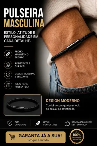 Pulseira masculina magnético em nylon