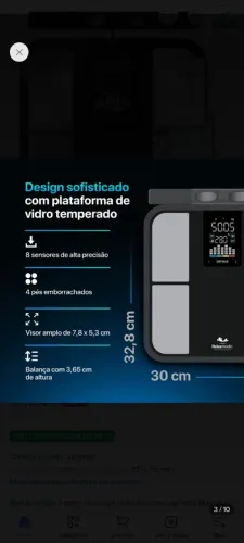 Balança de Bioimpedância 8 Sensores da Relaxmedic