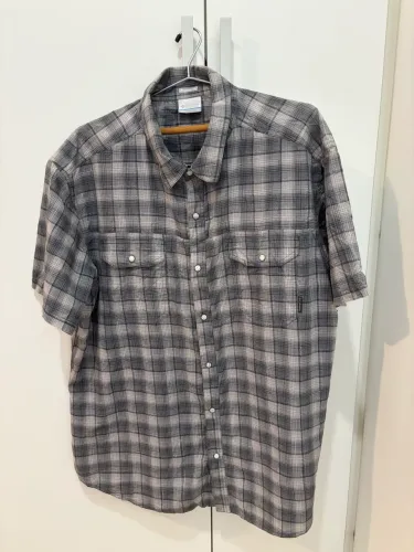 Camisa Columbia Sportswear Blue Stripe Plaid Button Down Collared Cotton