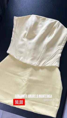 Roupa conjunto amarelo manteiga 