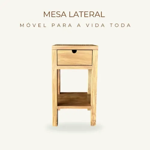 Mesa Lateral Em Madeira Maciça Peroba Rosa 35x25x65cm