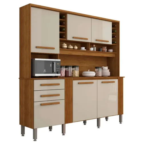 Armário de Cozinha Catar 6 Portas 2 Gavetas Salleto / frete grátis