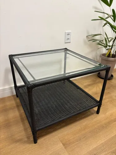 Mesa de Centro em Fibra com Tampo de Vidro