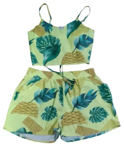 Conjunto Amarelo Folhas Tamanho GG