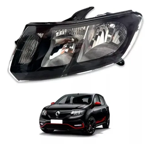 Farol Original Sandero Stepway 2015 -2019 Mascara Negra - Lado Esquerdo (MOTORISTA)