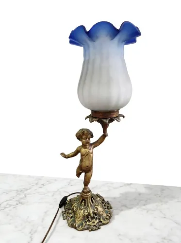Luminária Abajur Anjo Querubim Bronze