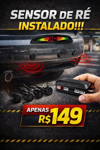 Sensor de ré preto instalado carro, kombi, onibus.