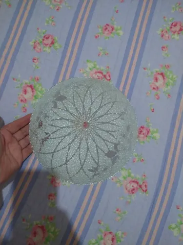 Plafon Cúpula Luminária de Teto em Vidro Craquelado Rendado - 3 Unidades 